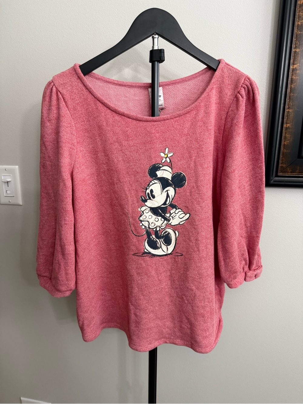 Lauren Conrad Disney Pink Minnie Mouse Puff Sleeve Sweatshirt